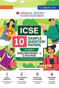 Oswaal ICSE 10 Sample Question Papers Class 9 English-1 For 2024 Exam (Based On The Latest CISCE/ICSE Specimen Paper)