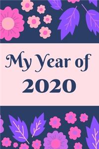 My Year of 2020 . Decorative green and red flowers, Journal Gift