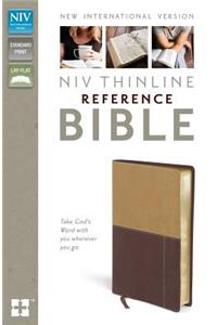 NIV, Thinline Reference Bible, Leathersoft, Tan/Burgundy, Red Letter Edition