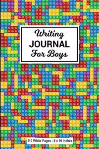 Writing Journal for Boys 110 White Pages 8x10 inches
