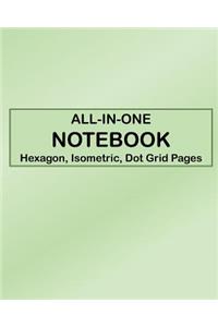 ALL-IN-ONE NOTEBOOK - Hexagon, Isometric, Dot Grid Pages