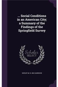 ... Social Conditions in an American City; a Summary of the Findings of the Springfield Survey