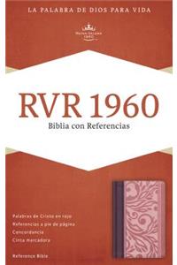 RVR 1960 Biblia con Referencias, borravino/rosado símil piel