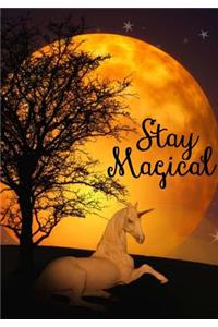 Unicorn Notebook with 'Stay Magical' Quote Inspirational Notebook, Diary or Dream Journal