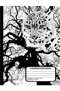 Snow Leopard Composition Notebook 200 Graph Paper Pages
