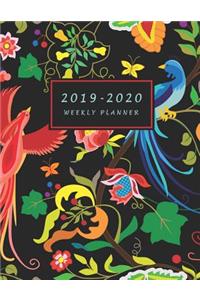 2019-2020 Weekly Planner: Large Two Year Planner with Floral Cover and Coloring Pages (Volume 4)