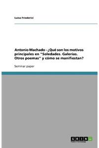 Antonio Machado - ¿Qué son los motivos principales en Soledades. Galerías. Otros poemas y cómo se manifiestan?