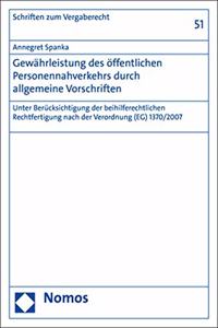 Gewahrleistung Des Offentlichen Personennahverkehrs Durch Allgemeine Vorschriften
