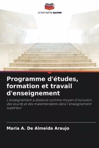 Programme d'études, formation et travail d'enseignement