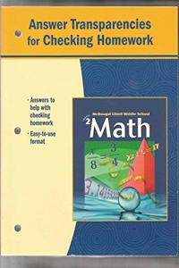 McDougal Littell Middle School Math: Answer Transparencies for Checking Homework Course 2