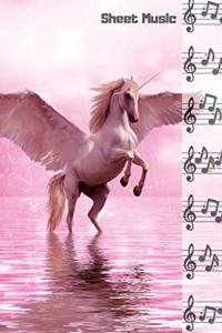 Blank Sheet Music Unicorn Themed Notebook - 100 Pages Of Blank Manuscript Paper