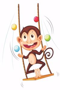 Juggling Monkey on a Swing - Blank Lined Notebook