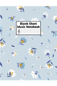 Blank Sheet Music Notebook: Easy Blank Staff Manuscript Book Large 8.5 X 11 Inches Musician Paper Wide 12 Staves Per Page for Piano, Flute, Violin, Guitar, Trumpet, Drums, Cell