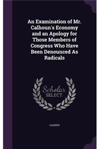 An Examination of Mr. Calhoun's Economy and an Apology for Those Members of Congress Who Have Been Denounced As Radicals