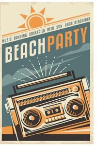 Vintage Summer Radio Beach Party Journal: Writing Diary Notebook Lined 160 Pages - 6 X 9 Medium Journal for Writing in