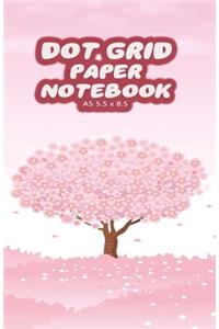 Dot Grid Paper Notebook A5 5.5x8.5: Pink Dotted Paper Journal For Design, Drawing, Creating Own Bullet Style Journals, Games and More - Pink Tree Print