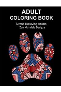 Adult Coloring Book Stress Relieving Animal Zen Mandala Designs