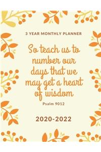 Three Year Monthly Planner 2020-2022