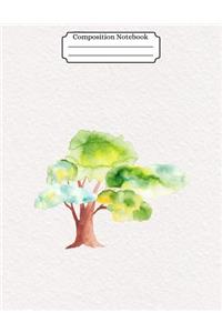 Composition Notebook Watercolor Tree Design Vol 26