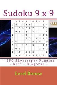 Sudoku 9 X 9 - 250 Skyscraper Puzzles - Anti - Diagonal - Level Bronze