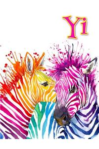 Yi: Rainbow Zebras, Personalized Journal, Diary, Notebook, 105 Lined Pages, Christmas, Birthday, Friendship Gifts for Girls, Teens and Women, Book Size 8 1/2 X 11