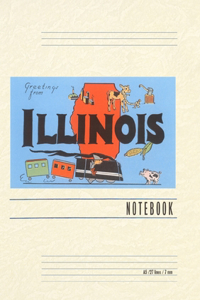 Vintage Lined Notebook Greetings from Illinois, Cartoon