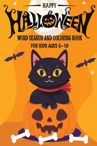 Happy Halloween Word Search & Coloring Book for Kids Ages 5-10