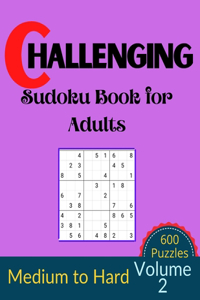 Challenging Sudoku Book for Adults Volume 2