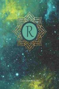 Academic Planner 2019-2020: Universe Celestrial Background With Goldtone Mandala And Initial R Organizer For Weekly, Monthly, Yearly Scheduling From July 2019 - June 2020.