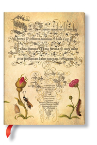 Paperblanks Flemish Rose Mira Botanica Hardcover Mini Lined Elastic Band Closure 176 Pg 85 GSM