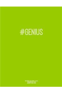 Notebook for Cornell Notes, 120 Numbered Pages, #GENIUS, Lime Cover