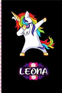 Leona - Dabbing Unicorn personalized named Notebook