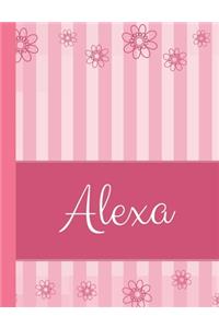 Alexa: Personalized Name College Ruled Notebook Pink Lines and Flowers