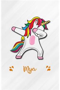 Mya A5 Lined Notebook 110 Pages: Funny Blank Journal For Personalized Dabbing Unicorn Family First Name Middle Last. Unique Student Teacher Scrapbook/ Composition Great For Home Sch