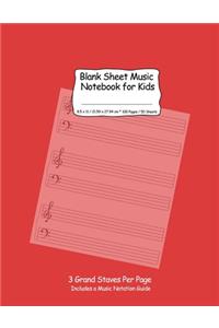 Blank Sheet Music Notebook for Kids