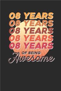 8 Years Of Being Awesome: Graph Paper Notebook / Journal (6" X 9" - 5 Squares per inch - 120 Pages) - Birthday Gift Idea for Boys And Girls