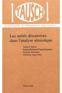 Les unites discursives dans l'analyse semiotique: la segmentation du discours