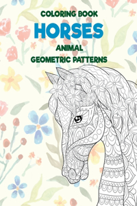 Coloring Book Geometric Patterns Animal - Horses