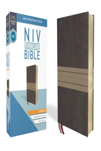 NIV, Thinline Bible, Compact, Imitation Leather, Brown/Tan, Red Letter Edition