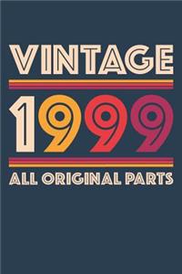 Vintage 1999 Notebook 'All Original Parts' - 20 Years Old Birthday Planner - Retro Journal for Women and Men - 20th Birthday Gift