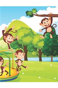 Monkeys in a Playing Park - Blank Lined Notebook