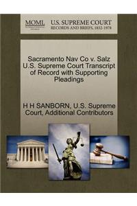 Sacramento Nav Co V. Salz U.S. Supreme Court Transcript of Record with Supporting Pleadings