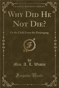 Why Did He Not Die?: Or the Child from the Ebraergang (Classic Reprint)