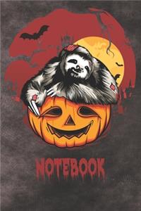 Notebook: Zombie Sloth Themed Blank Notebook - Halloween Gifts - 6" x 9" 120 Page Blank Lined