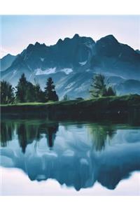 Mountain Lake Landscape Notebook - Wide Ruled