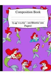 Composition Book: Cute Mermaid Notebook, Wide Ruled Composition Book for Kids, Cute Notebooks for School, Wide Ruled Lined Paper. (7.44 X 9.69 - 100 Sheets/ 200 Pages), Purple Composition Notebook.