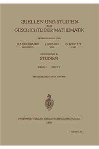Quellen und Studien zur Geschichte der Mathematik