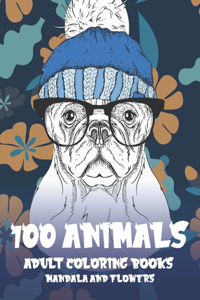 Adult Coloring Books Mandala and Flowers - 100 Animals