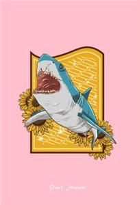 Shark Journal: Lined Journal - Shark Beer Sunflower Funny Alcoholic Sea Animal Plant Gift - Pink Ruled Diary, Prayer, Gratitude, Writing, Travel, Notebook For Men 