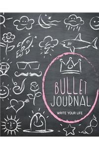 Bullet Journal Dot Grid for 90 Days, Numbered Pages Quarterly Journal Diary, School Chalkboard Art Doodles